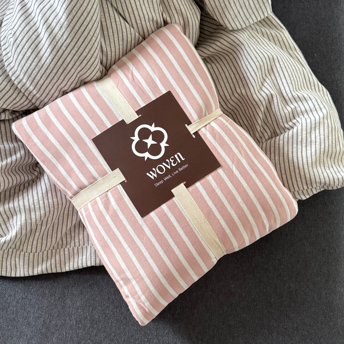 ชุดเครื่องนอน สไตล์ญี่ปุ่น สีโรส สไตรป์ (Rose Stripe)